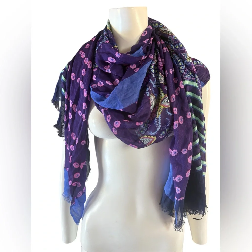 Vera Bradley Floral Multicolored Mixed Print Long Scarf 73” x 26”